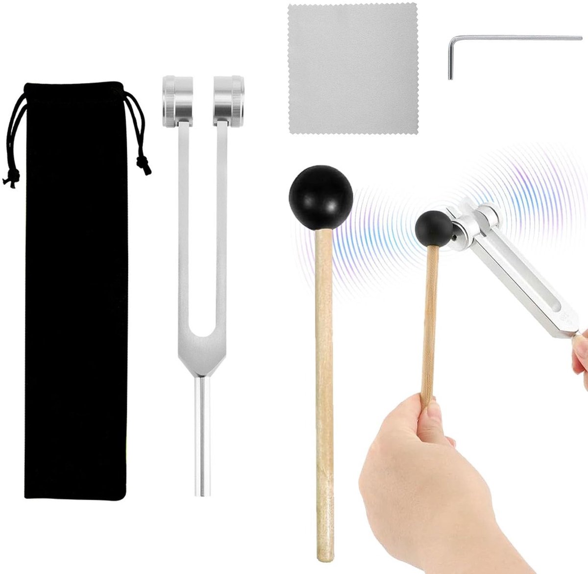 Solidchoice - 128Hz Tuning Fork met Hamer en Zak voor Geluidstherapie