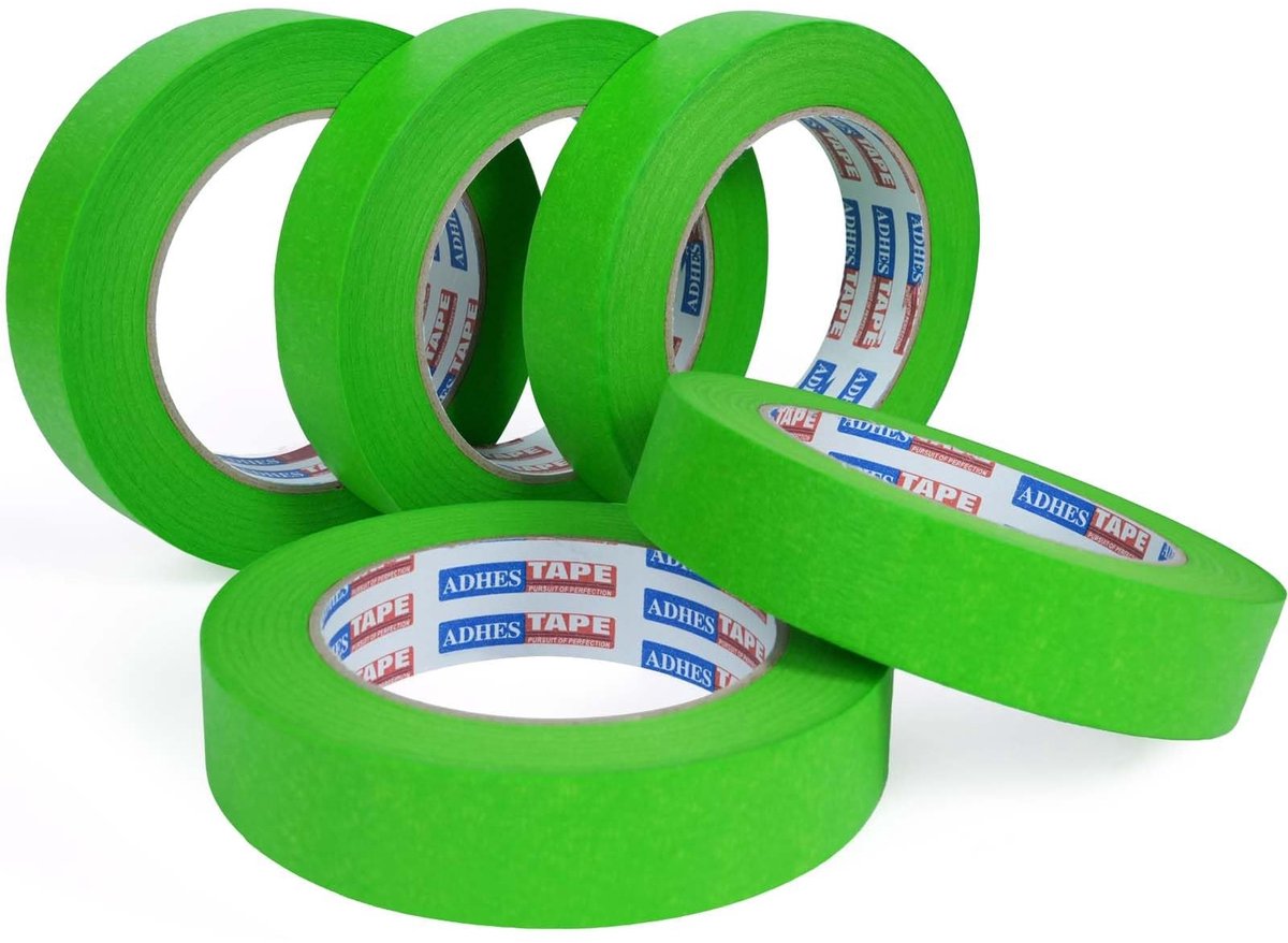 Solidchoice - Groene Schilderstape, Crepe Tape, 24mm x 50m, Set van 5 Rollen