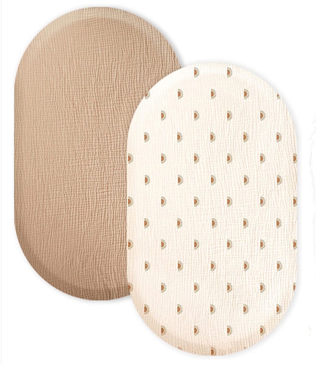 Wieg hoeslaken set van 2 stuks - ademend mousseline katoen - afneembaar wasbaar buitenhoes - geschikt voor babywieg matras - 32 * 17 inchStijl 12