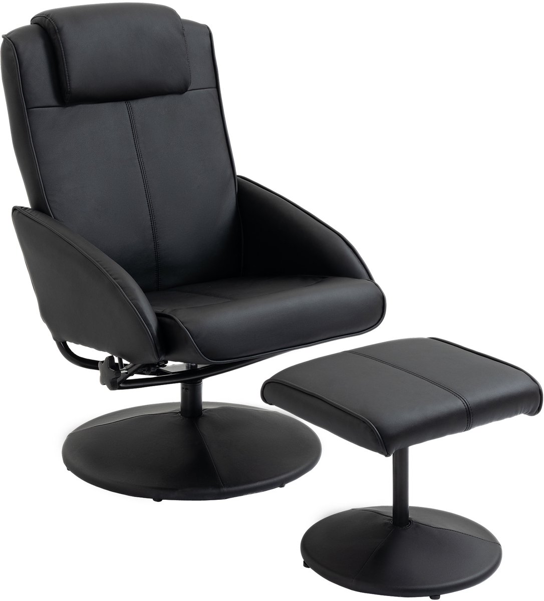HOMCOM Recliner with Ottoman Kunstleder 78L x 71B x 101H cm Schwarz