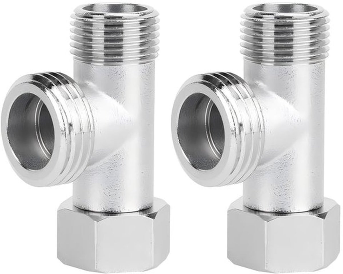 Omschakelklep 3-weg - Adapter T-connector - RVS T-fitting - Corrosiebestendig - 180° Rotatie - 2 Stuks