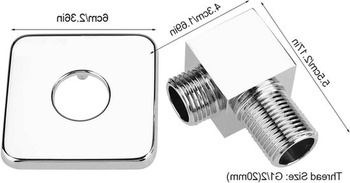 Douche Aansluiting - Wandbeugel - Handdouche Slang Connector - G1/2 Draadmaat - Chroom - Vierkante Design - Doucheconnector