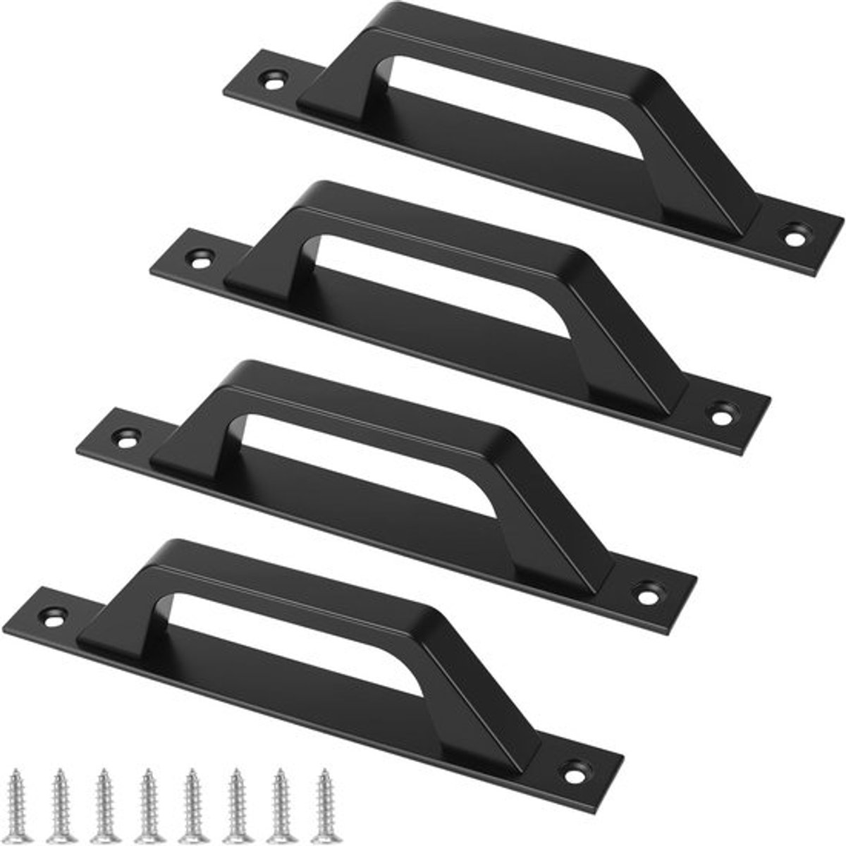Schuifdeurgrepen Set van 4 - Zwarte Trekhandgrepen - Aluminiumlegering - Waterdicht - Duurzaam - Afmeting 20 x 2,4 x 4 cm - Deurgrepen