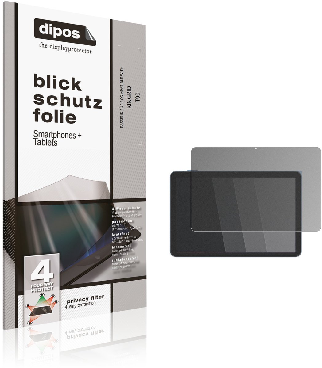 dipos – Matte Privacy Screenprotector geschikt voor KINGRID T90 | Anti-Spy Beschermfolie