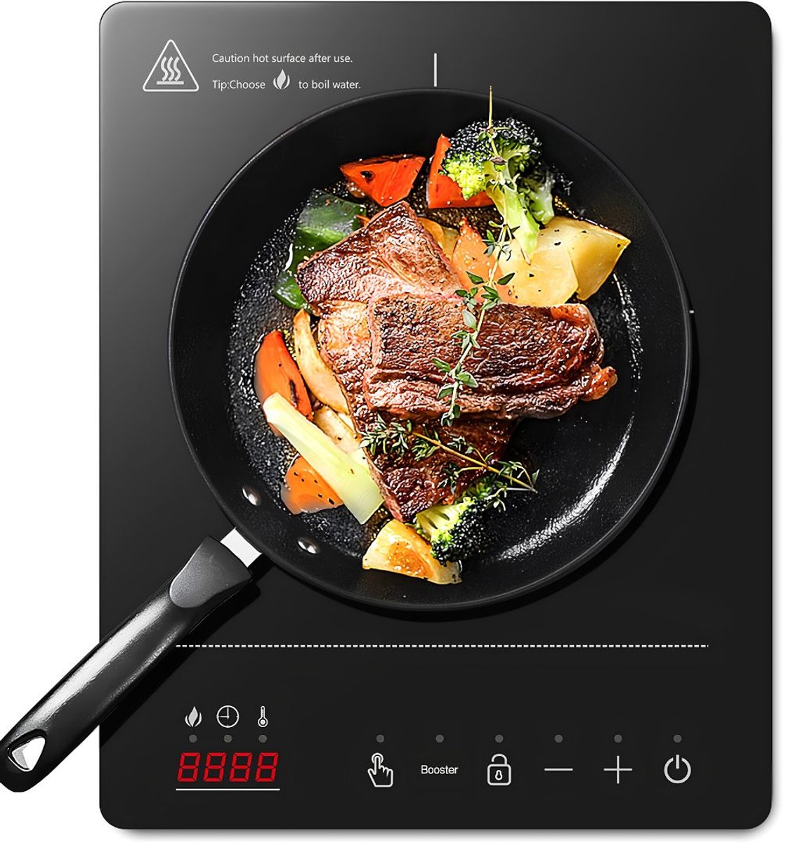 NIVA® Inductie Kookplaat - Draagbare Inductiekookplaat - Inductiekookplaat met Boosterfunctie - Zwart - 39cm x 30cm x 8cm