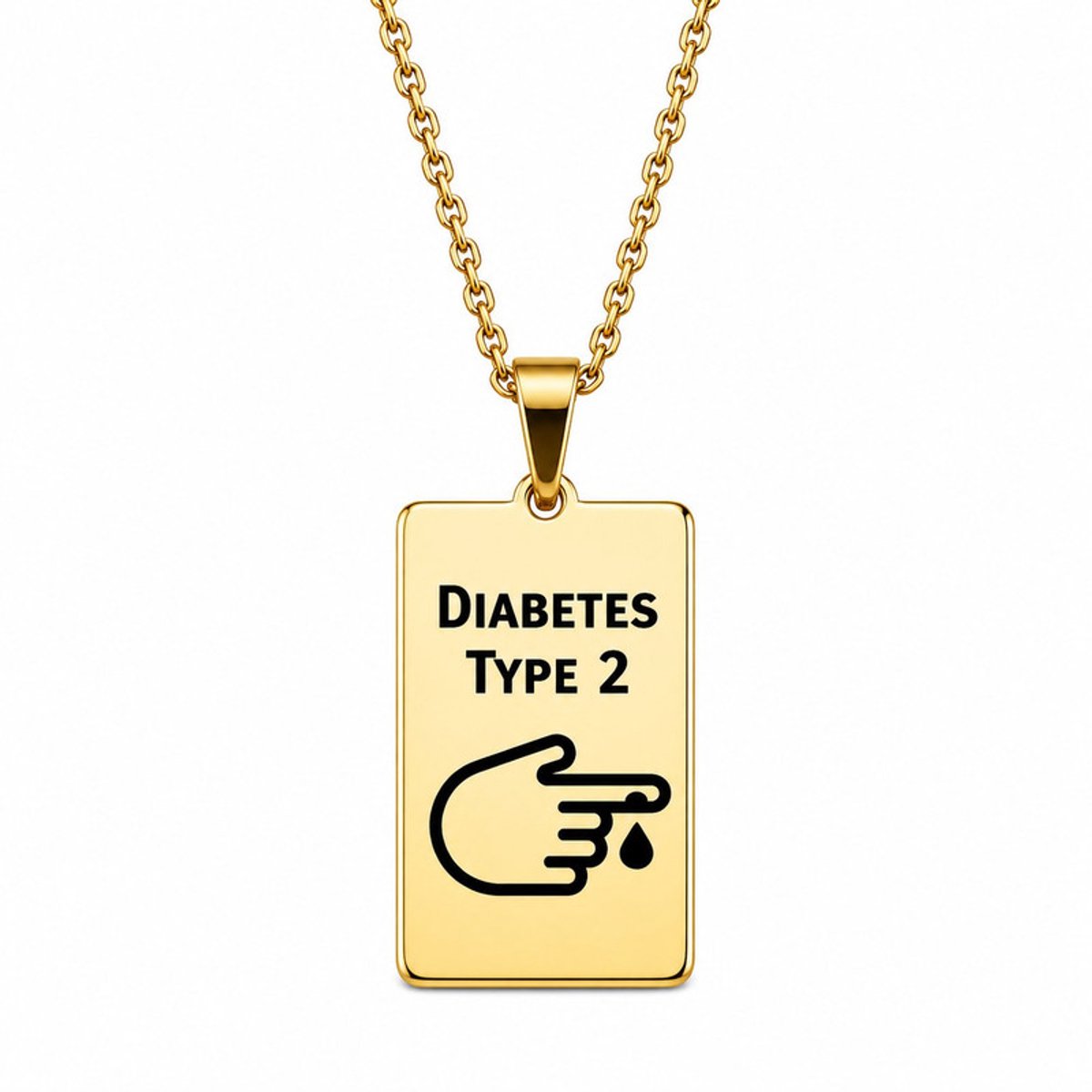 Ketting | Hanger | RVS | Goud | Diabetes Type 2