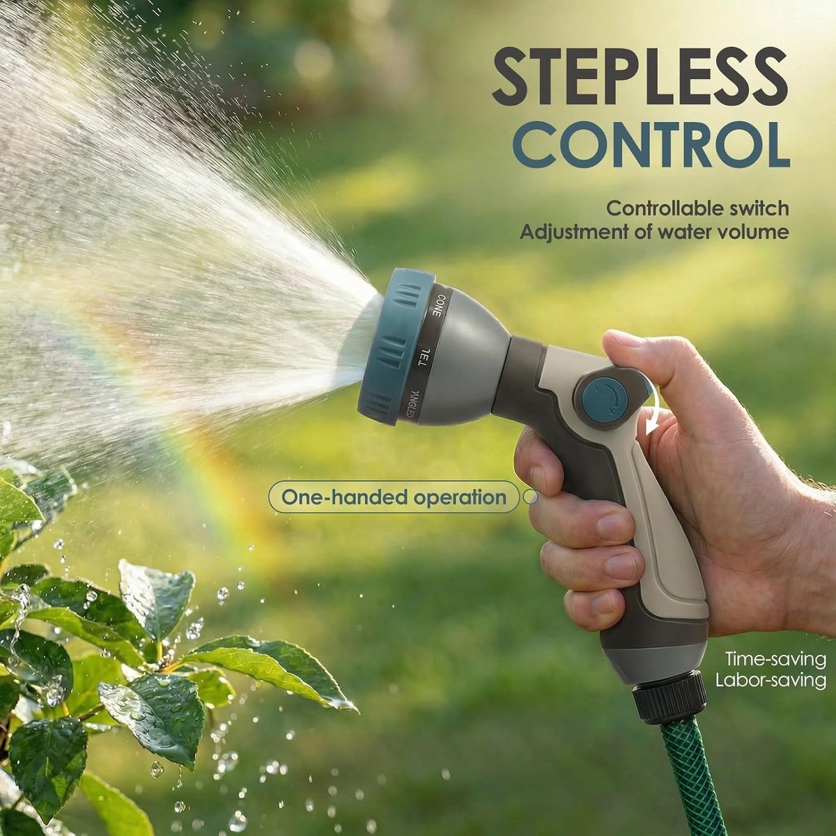 Tuinsproeier - Metaal - Handdouche met Duimbediening, 8 Sproeipatronen - Ideaal voor Tuin en Auto
