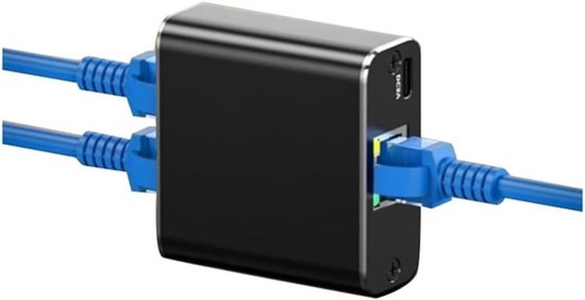 Ethernet-splitter - Netwerkadapter - Internet delen - Dubbele poort - 10 x 5 x 20 cm - Zwart