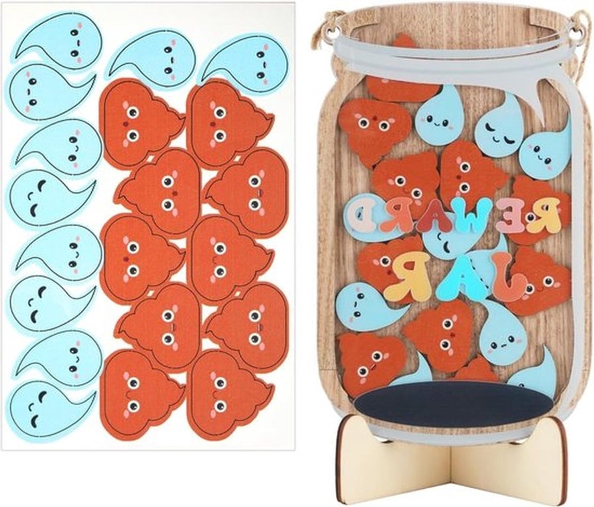Beloningspot voor peuters - Houten beloningspot voor zindelijkheidstraining - Beloningsschema voor verantwoordelijk gedrag bij kinderen - Klasdecor - Tool voor verantwoordelijkheidsmanagement