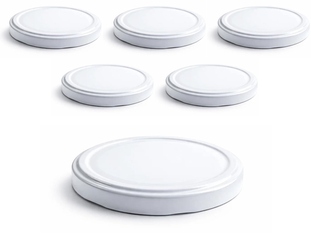 Set van 6 witte vervangende deksels voor weckpotten Ø 92 mm