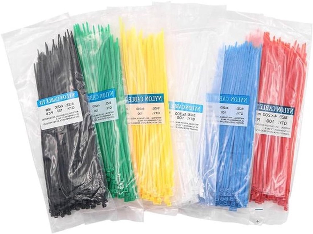 Multicolor Kabelbinders 100 mm x 2,6 mm - 600 Stuks - Sterke Nylon Zelfsluitende Ritssluitingen - Voor PC Tuin en Meer
