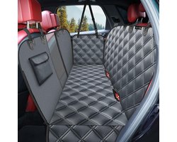 KYG Hondendeken voor autoachterbank, achterbank met zijbescherming en kijkvenster, krasbestendige en waterafstotende autodeken voor honden, hondenmat voor achterbank, 135 x 148 cm, grijs