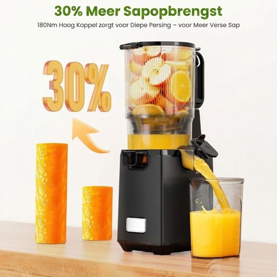 NIVA® Slowjuicer - Juicer voor Groenten en Fruit - Sapcentrifuge - Zwart - 21cm x 20cm x 43cm van Niva — afbeelding 4