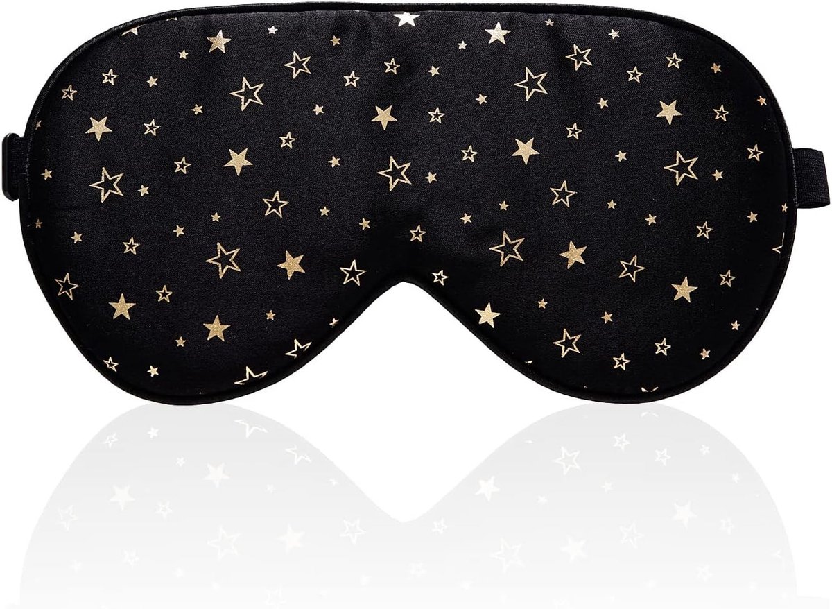 townssilk 100% zijden slaapmasker met verstelbare riem, comfortabel en superzacht oogmasker ultieme slaaphulp, blindford Golden Stars