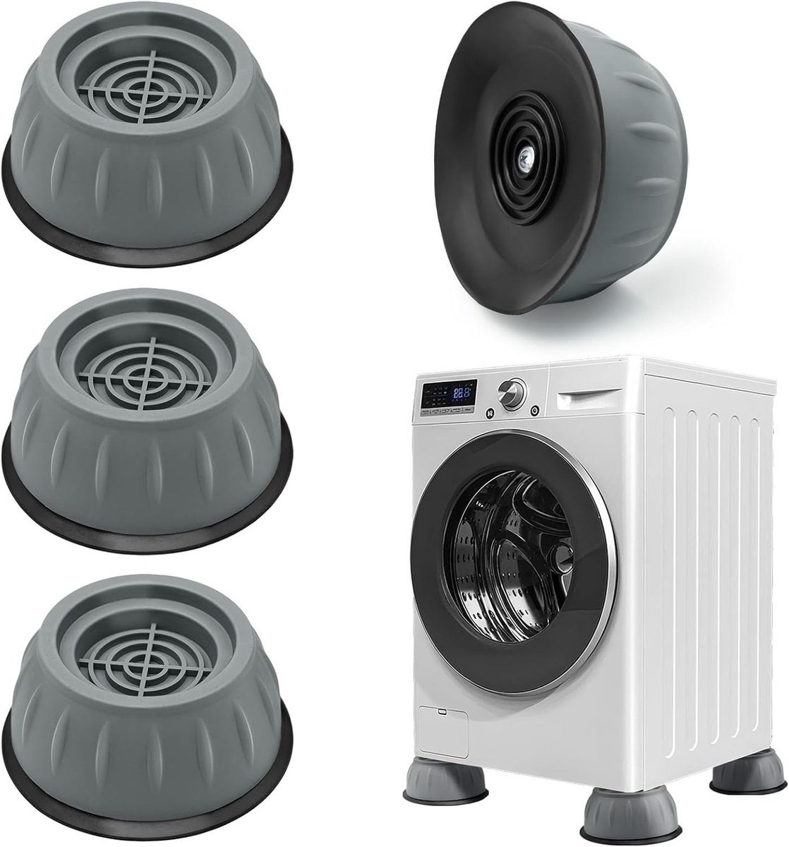 Wasmachinevoeten - Zwart - Geschikt voor wasmachines met een diameter tot 47 mm - Slipbestendige Dempers voor Stabiliteit en Geluidsreductie