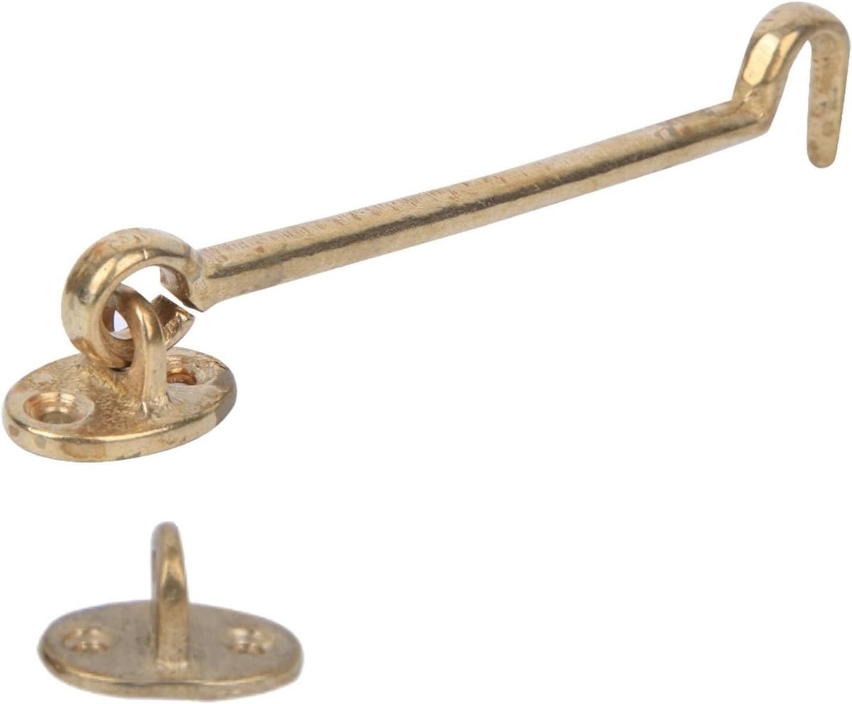 Antieke Messing Raamvergrendeling met Haak en Oog, Veiligheidssluiting voor Deuren en Ramen, Windbescherming en Cabin Hook Latch