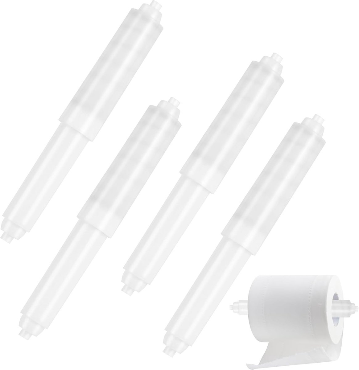 Praktische set van 4 vervangbare toiletpapierhouders met veermechanisme voor badkamer en restaurant, wit