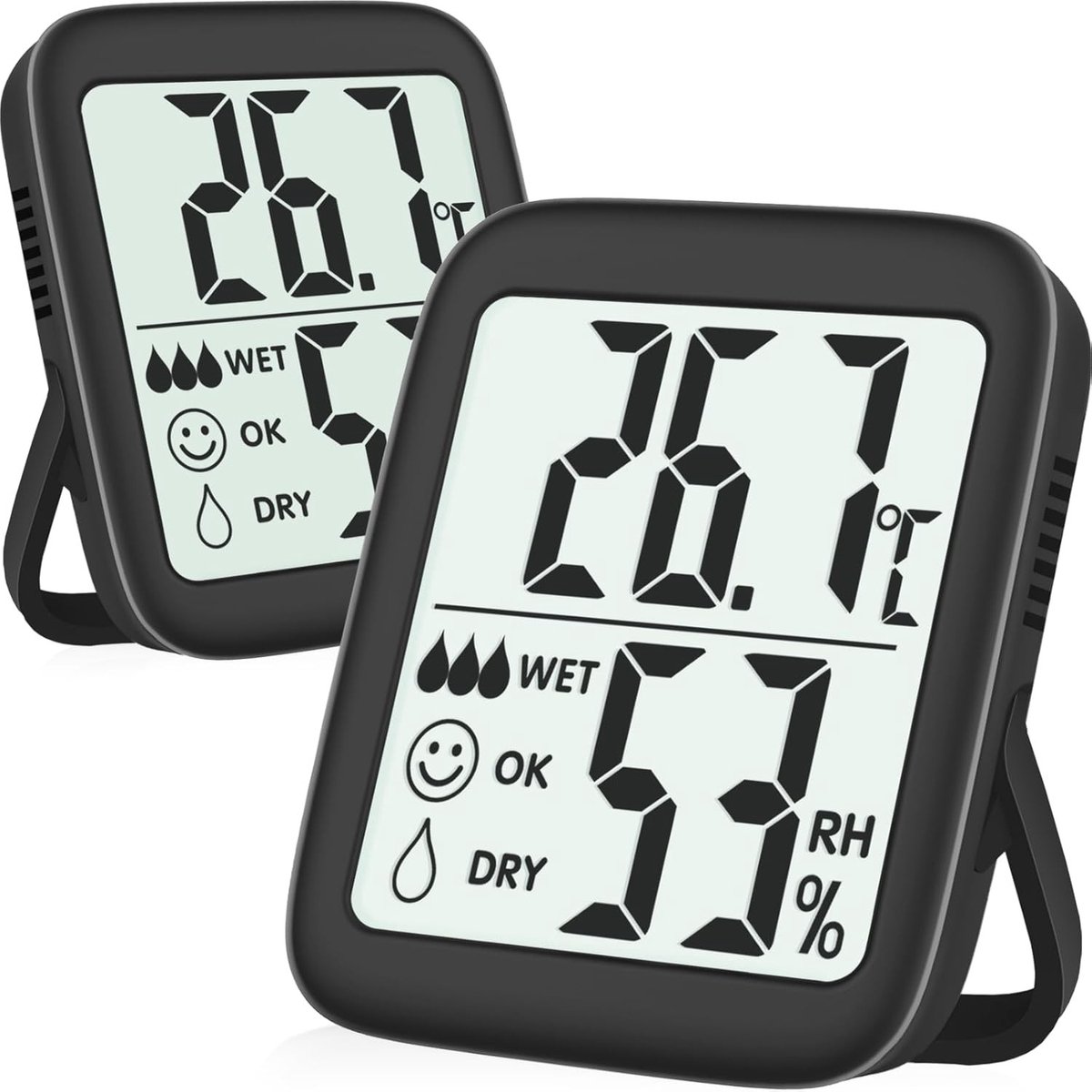 Vochtigheidsmeter - Digitale Thermometer - Nauwkeurige Dubbele Sensoren - LCD-scherm - Voor Binnengebruik
