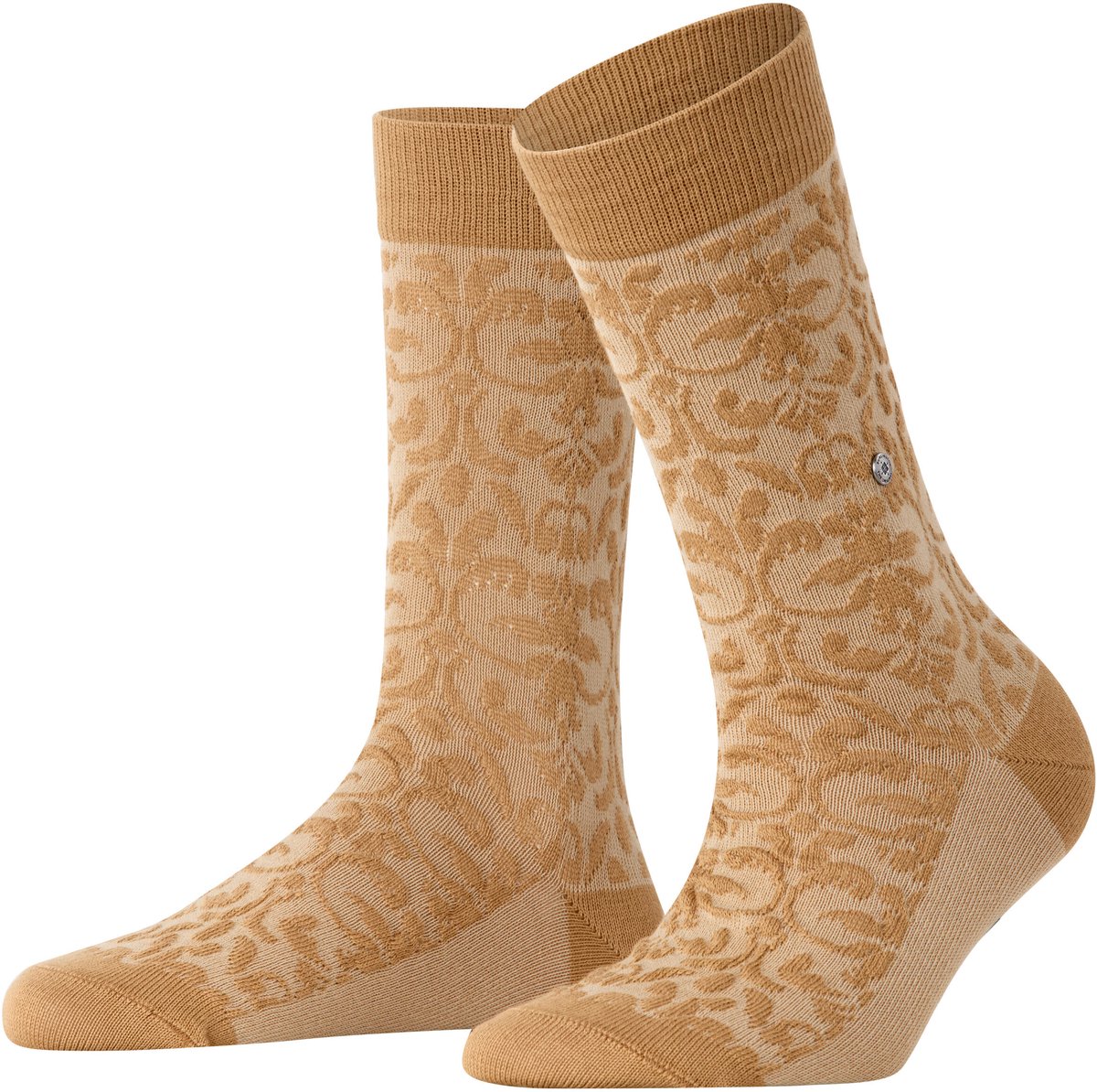 Burlington Ornamental gedessineerd katoen sokken dames beige - maat 36-41