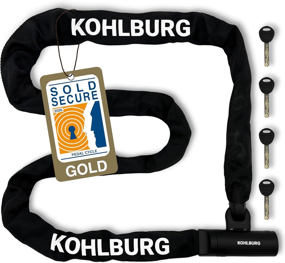 Veiligheidskettingslot - Staal - 8,3 mm sterke vierkante schakels - 2 meter lange ketting - Voor Fiets, E-bike en Motorfiets