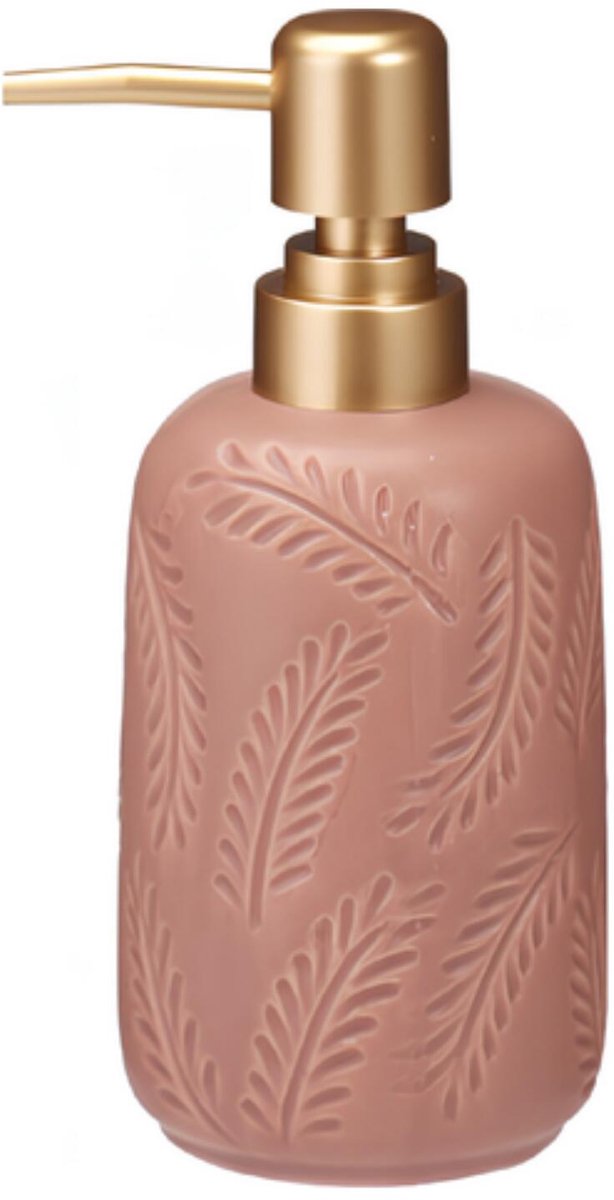 Bathroom Solutions Zeeppompje / dispenser Forrest - roze - aardewerk - 7 x 17 cm - 370 ml - keuken en badkamer