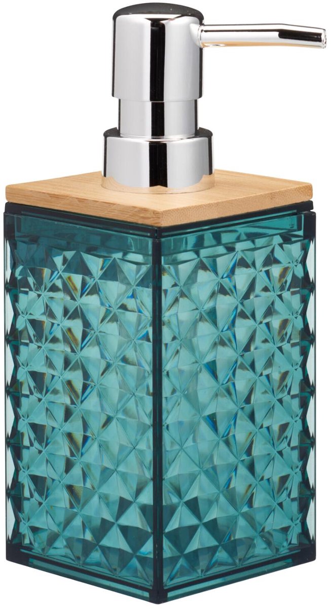 Bathroom Solutions Zeeppompje / dispenser Khaliva - emerald/zilver - kunststof - 7 x 16 cm - 300 ml - keuken en badkamer