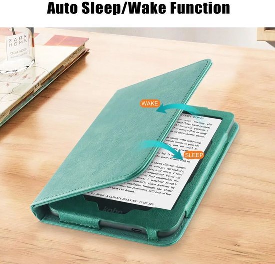 Kobo Clara Colour / Clara 2E Hoes SleepCover Book Case Standaard Groen — afbeelding 4