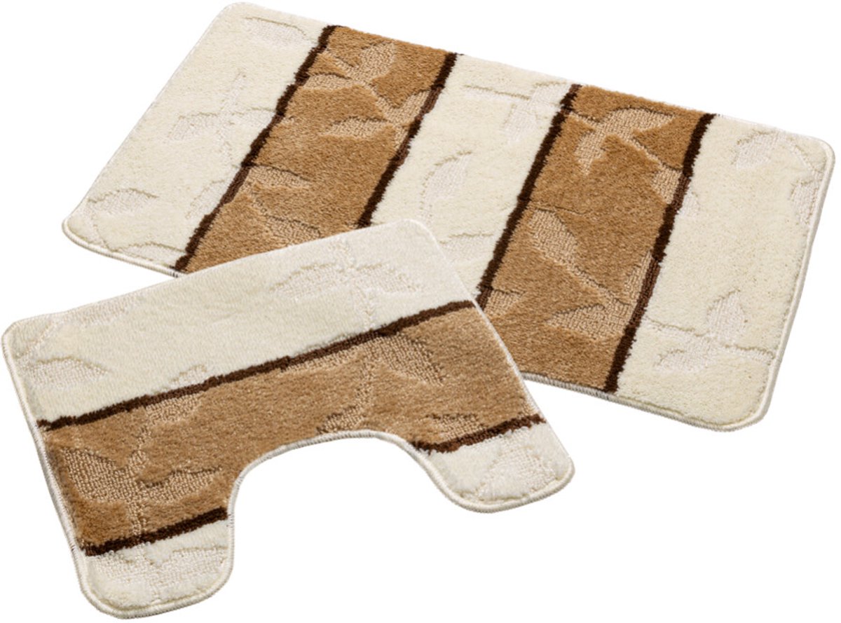 Badmat Set Nevada – Douchemat 60x100 cm & WC Mat 50x60 cm – Zachte Chenille Badkamermat – Antislip – Wasbaar – Oeko-Tex– Ivoor Bruin