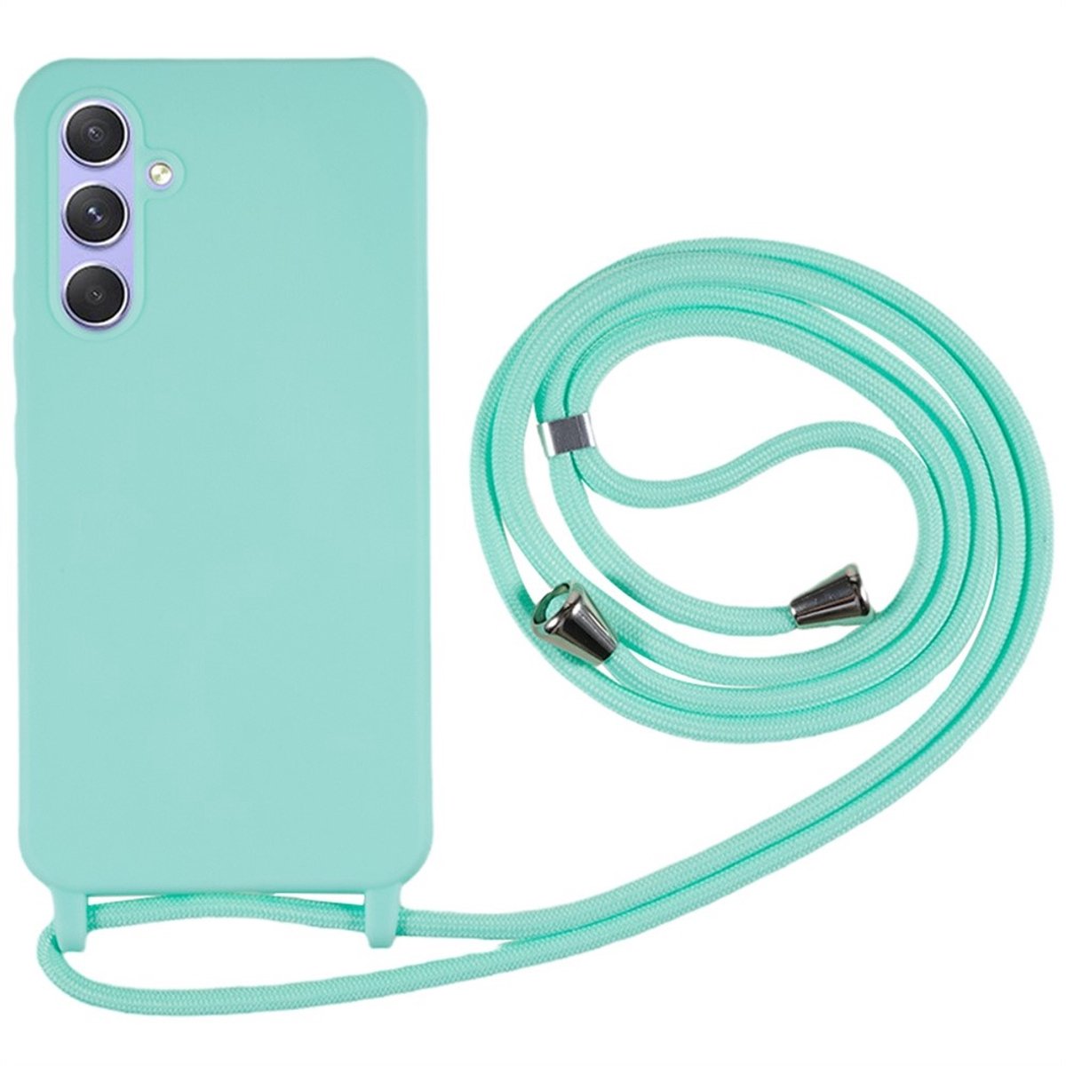 Coverup Hoesje - Geschikt voor Samsung Galaxy A27 Hoesje - Coverup Siliconen Back Cover met Koord - Mintblauw