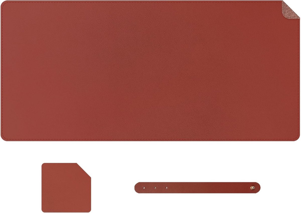 Home Music Studio Bureau met Lederen Muismat en Toetsenbordmat, Perfect voor Kantoor, Creatief Werk en Opnamestudio's (Mineral Red)