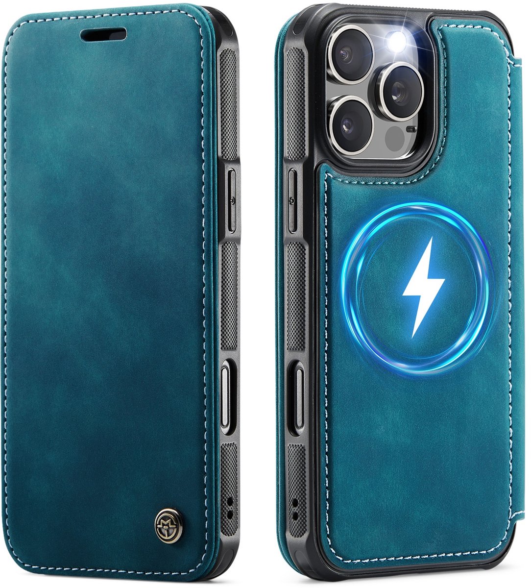 CaseMe Hoesje - Geschikt voor iPhone 13 Pro Max Hoesje - CaseMe 053 Slim Book Case - MagSafe Compatible - Blauw