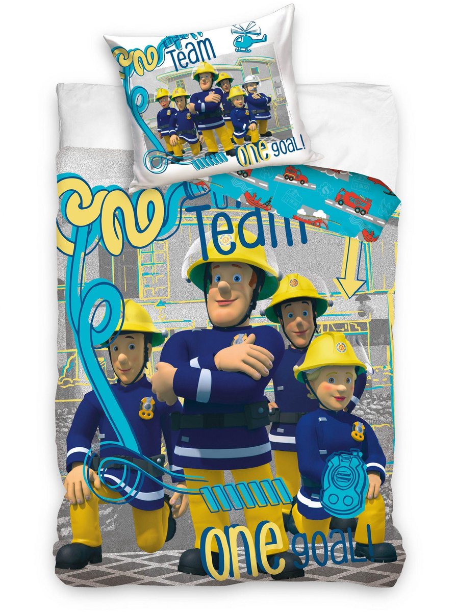Brandweerman Sam Dekbedovertrek One Team 140 x 200 cm - Katoen 60 x 70 cm
