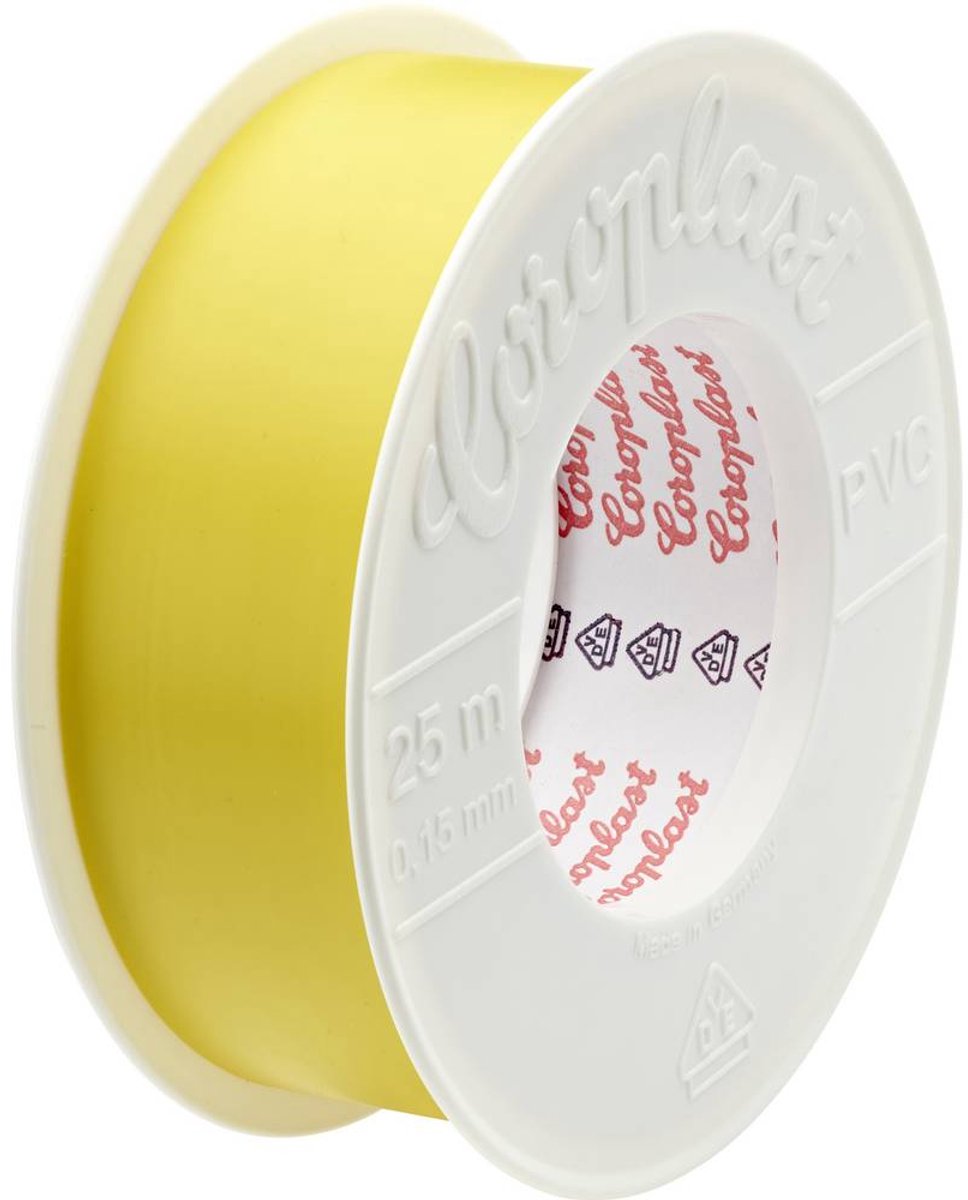 Coroplast 302 PVC 265961 Isolatietape Geel (l x b) 25000 mm x 30 mm 1 stuk(s)