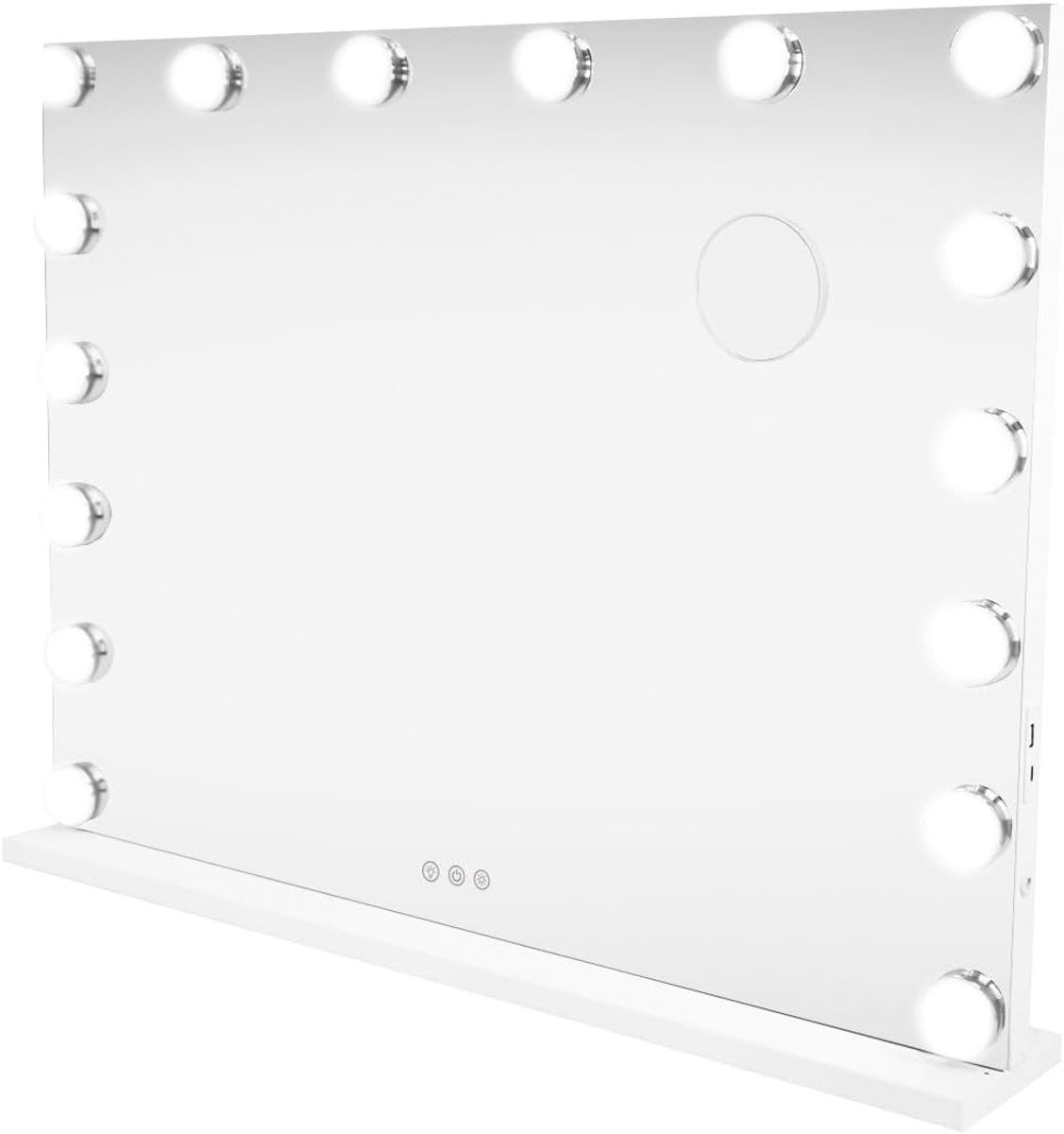 Make-up Spiegel met LED Verlichting - Glas en Roestvrij Staal - Dimbaar met 3 Kleurmodi - Bluetooth-luidsprekers - Voor Make-up en Huidverzorging