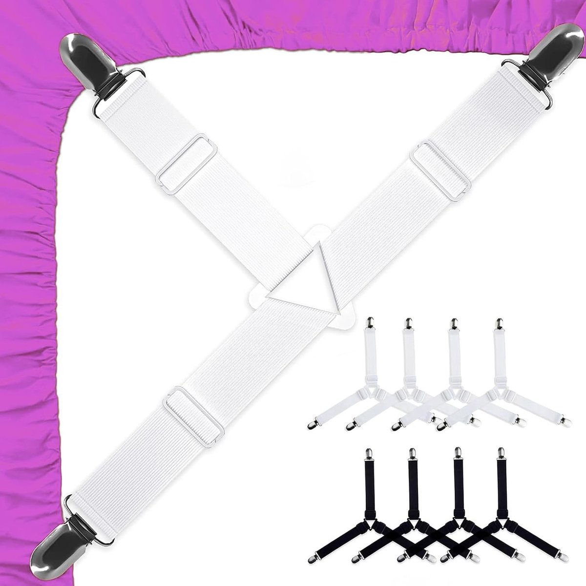 Bedlakenspanner - Nylon en Metaal - Verstelbare Spanbanden - Driehoekig Ontwerp - Voor Matrassen en Bank