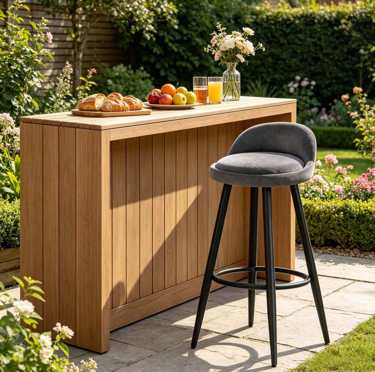 FloraGrace Barkruk – Zithoogte 69,5 Cm Met Rugleuning En Voetsteun – Ergonomisch En Gewatteerd – Voor Bar Of Keukeneiland – Velvet – Donkergrijs