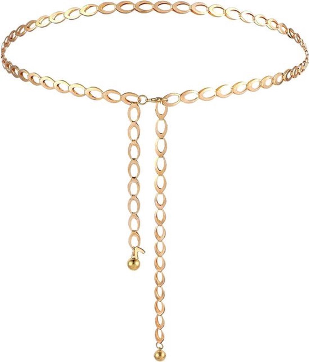 Verstelbare metalen taille ketting riem voor vrouwen - Lange holle riem voor Jean broek en jurk