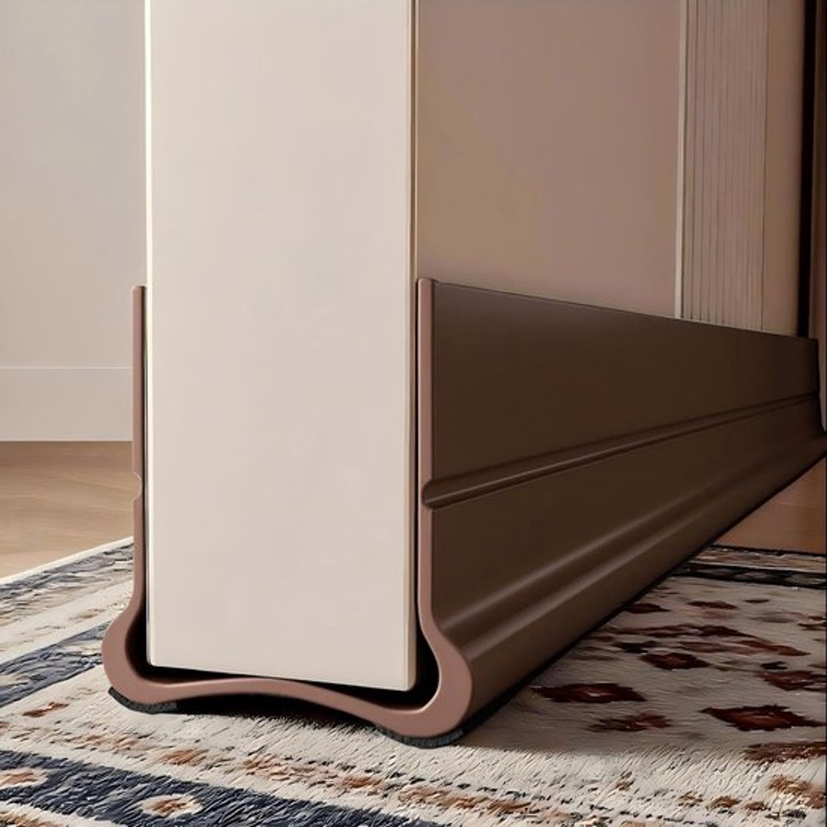 Verpakking van twee rollen 93 cm bruine deurafdichtingskit, geschikt voor een dikte van 3,5-5,5 cm en een onderspleet van 0,2-2,5 cm, siliconen deurafdichtingskit (bruin).