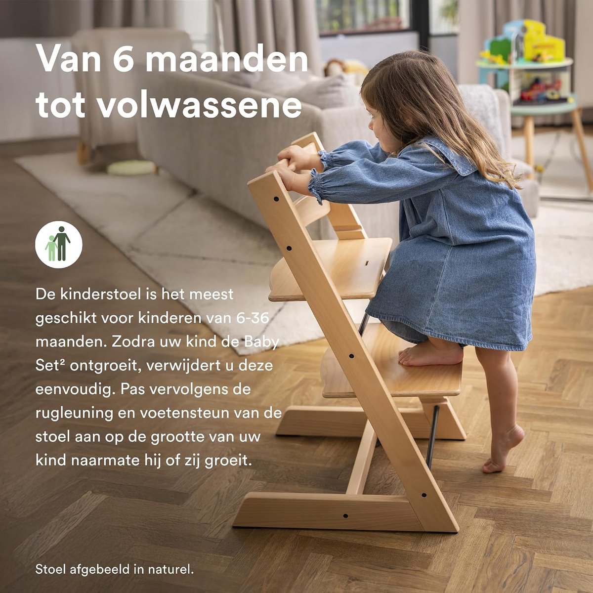Kinderstoel met Baby Set - Hoge Stoel Eetstoel - Samen Eten - Verstelbaar en Ergonomisch - Tot 136 kg - Mauve – foto 5