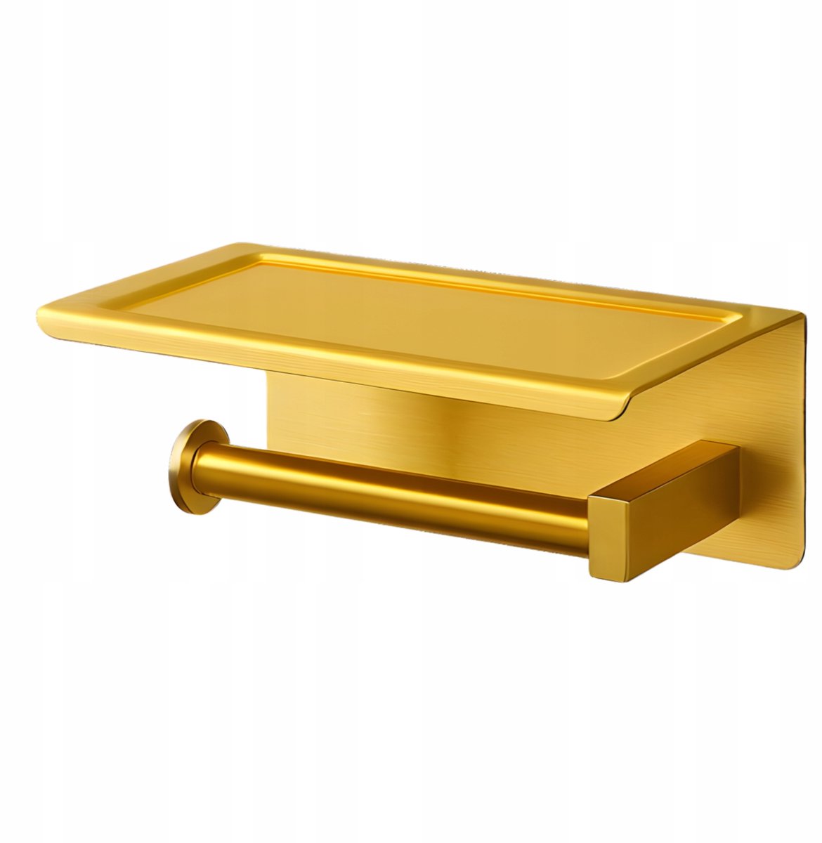 Merkloos Gouden Toiletrolhouder met Telefoonplank - Elegant en Functioneel