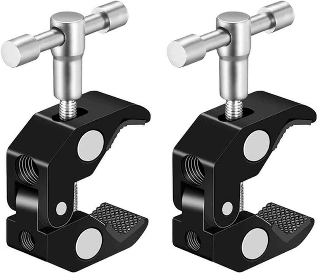 2 Stuks Super Clamp met Magic Arm en 1/4 en 3/8 Draadclips voor Camera's en LED Verlichting, Ideaal voor Fotografie en Videoproductie