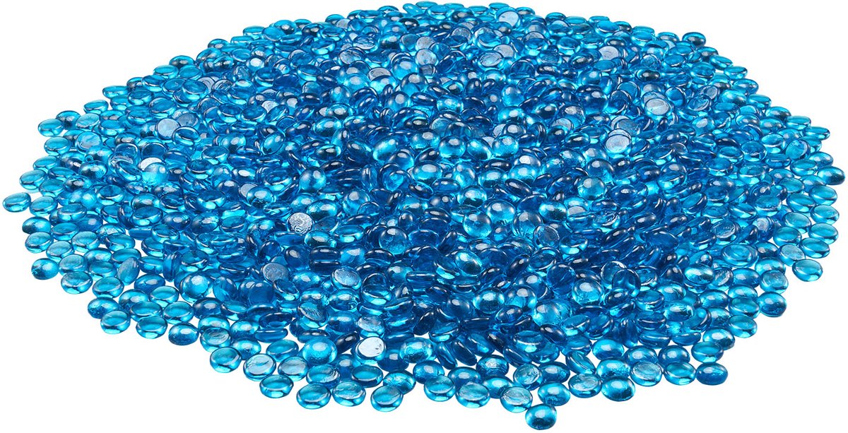 Hittebestendige Glasstenen, 4,5 Kg, 19 mm Rookvrije Glaskralen voor Open Haarden, Vuurkorven en Decoratieve Toepassingen, Vuurkristallen in Caribisch Blauw