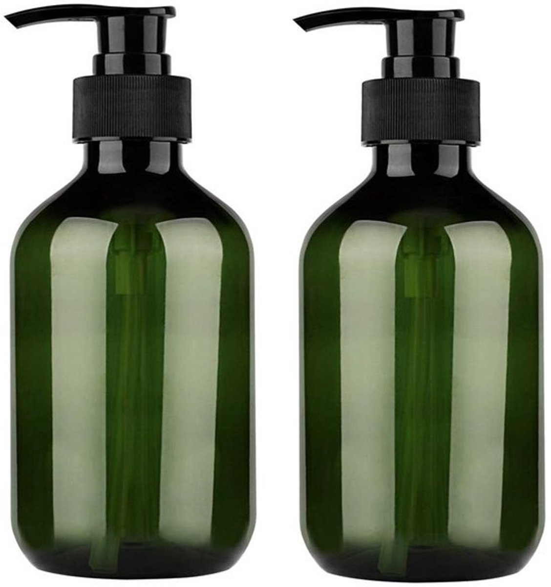 4 stuks plastic flessen 500ml navulbaar met pomp voor badkamer of keuken (groen)