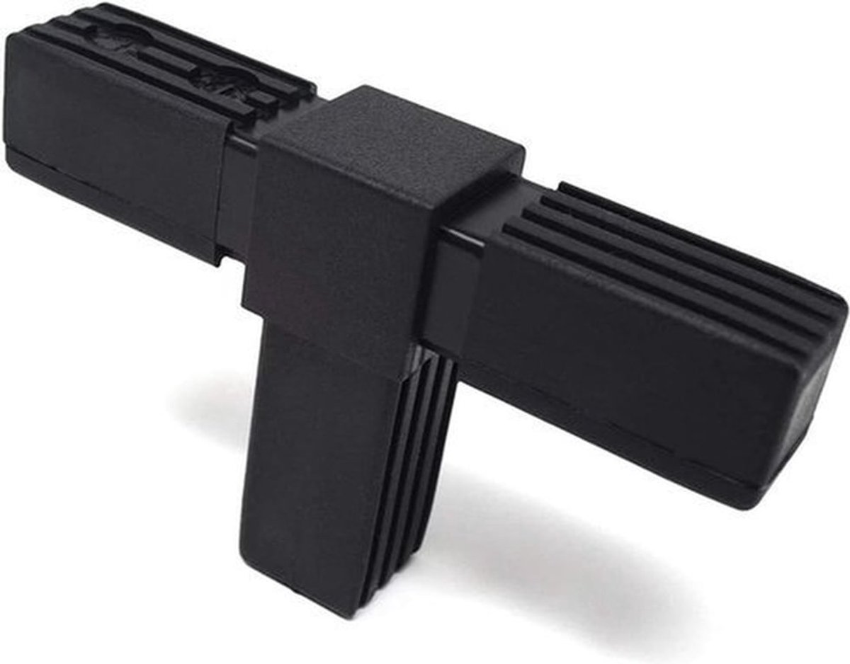 4x T-stuk Connector voor Vierkante Buizen 30 x 30 mm - Polyamide - Ongemonteerd
