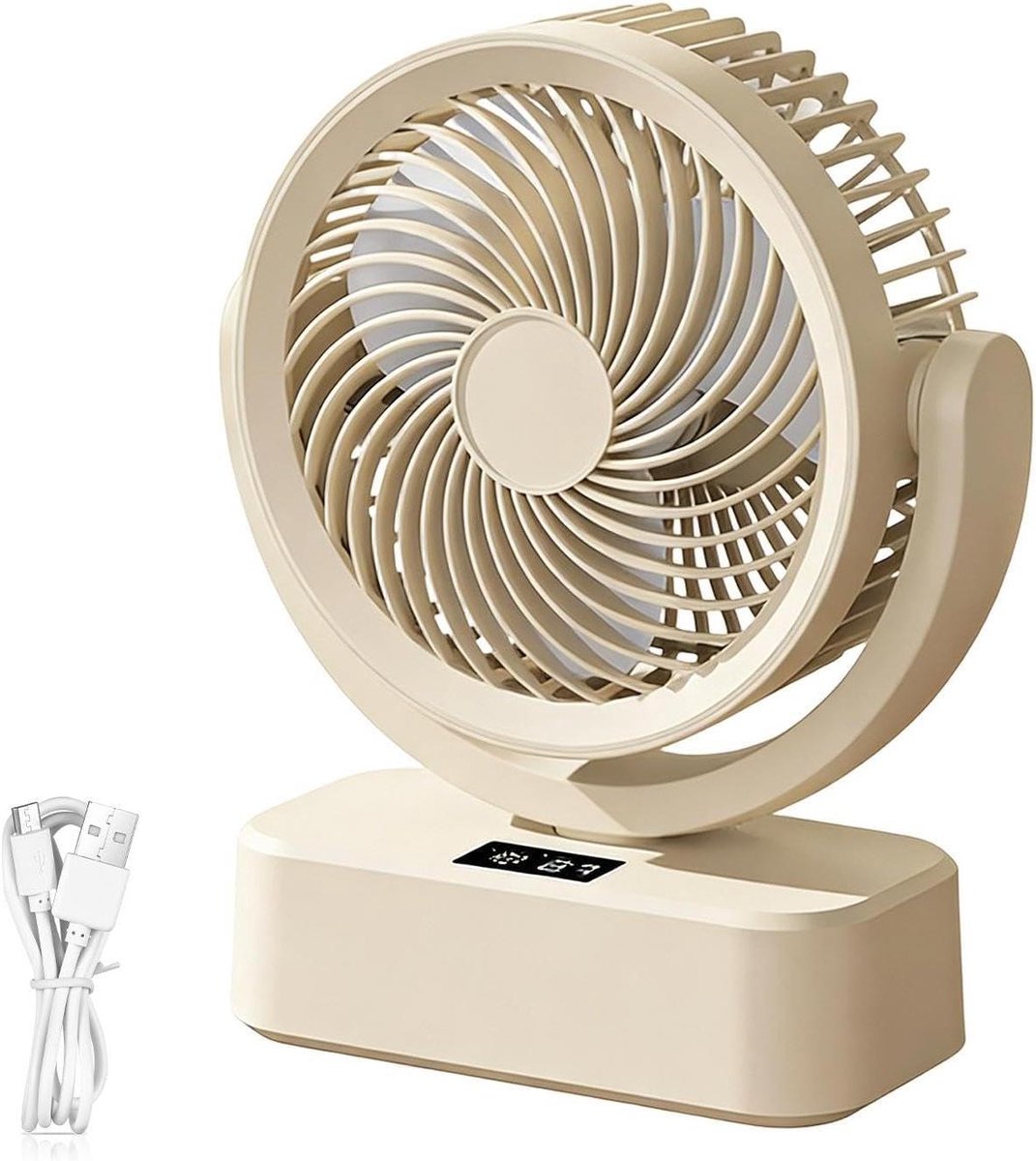 Bureau Ventilator - Persoonlijke Koeler - Stil Werken - Zes Snelheden - 12x21x12 cm - Beige