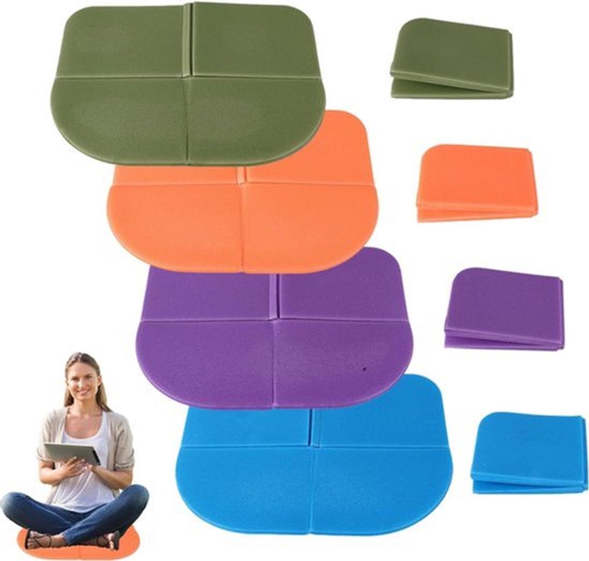 Opvouwbaar Zitkussen - 4 Stuks - Waterdicht en Lichtgewicht - Compact en Draagbaar - Blauw Groen Oranje Paars