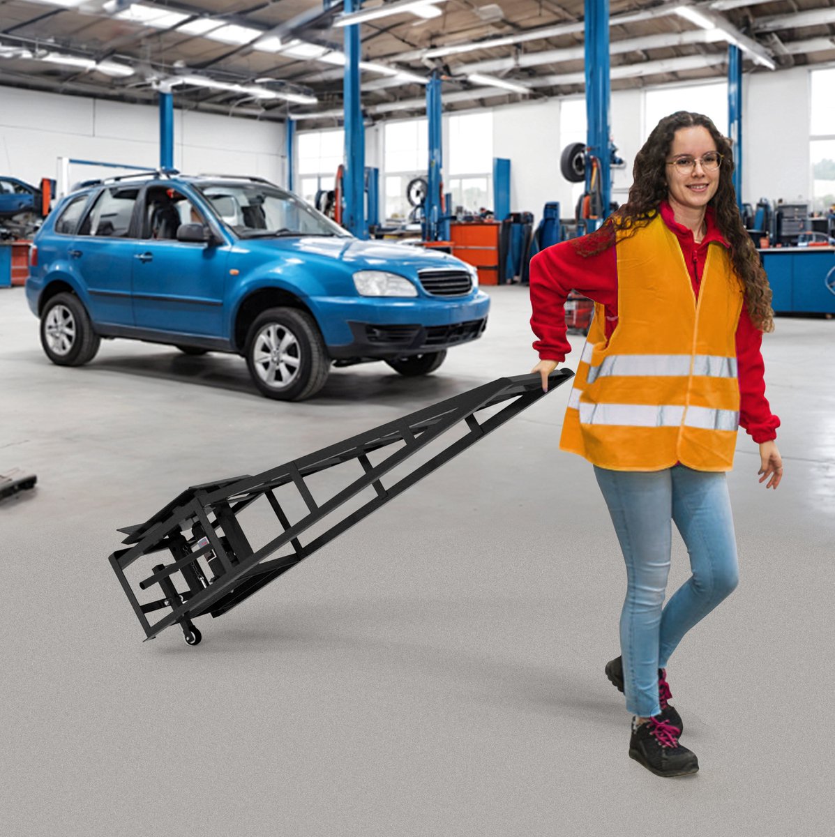 MIVRAY Hydraulische Heberampe Set van 2 – 5 Ton Draagvermogen – 23 tot 36 cm – Staal – Zwart – Garage en Onderhoud