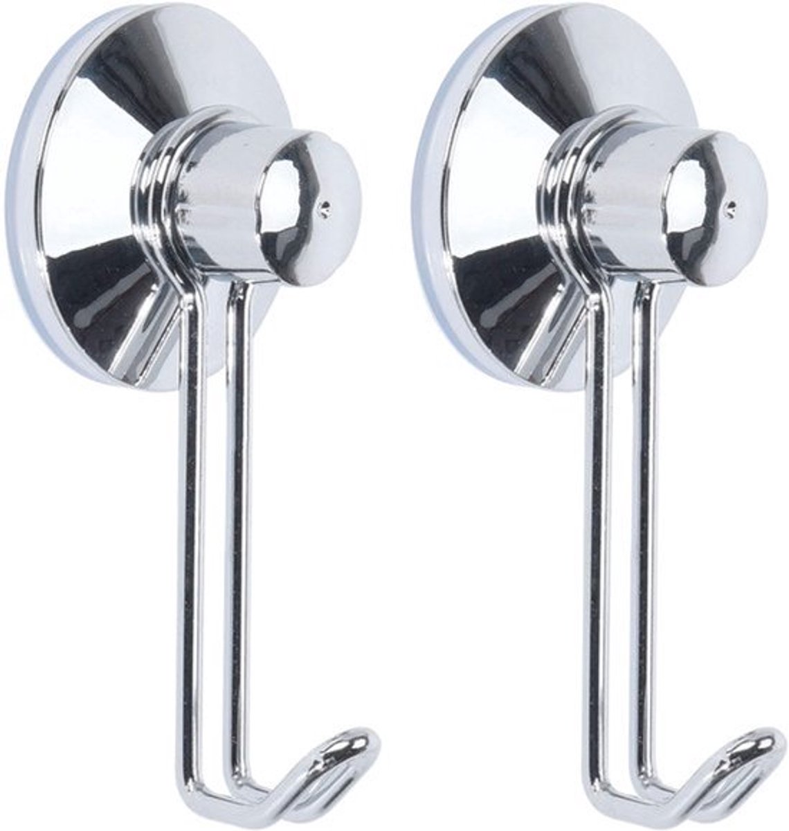 2 Stuks Chrome Vacuum Suction Cup Haakjes 10cm - Voor Badjas, Handdoek, Spons