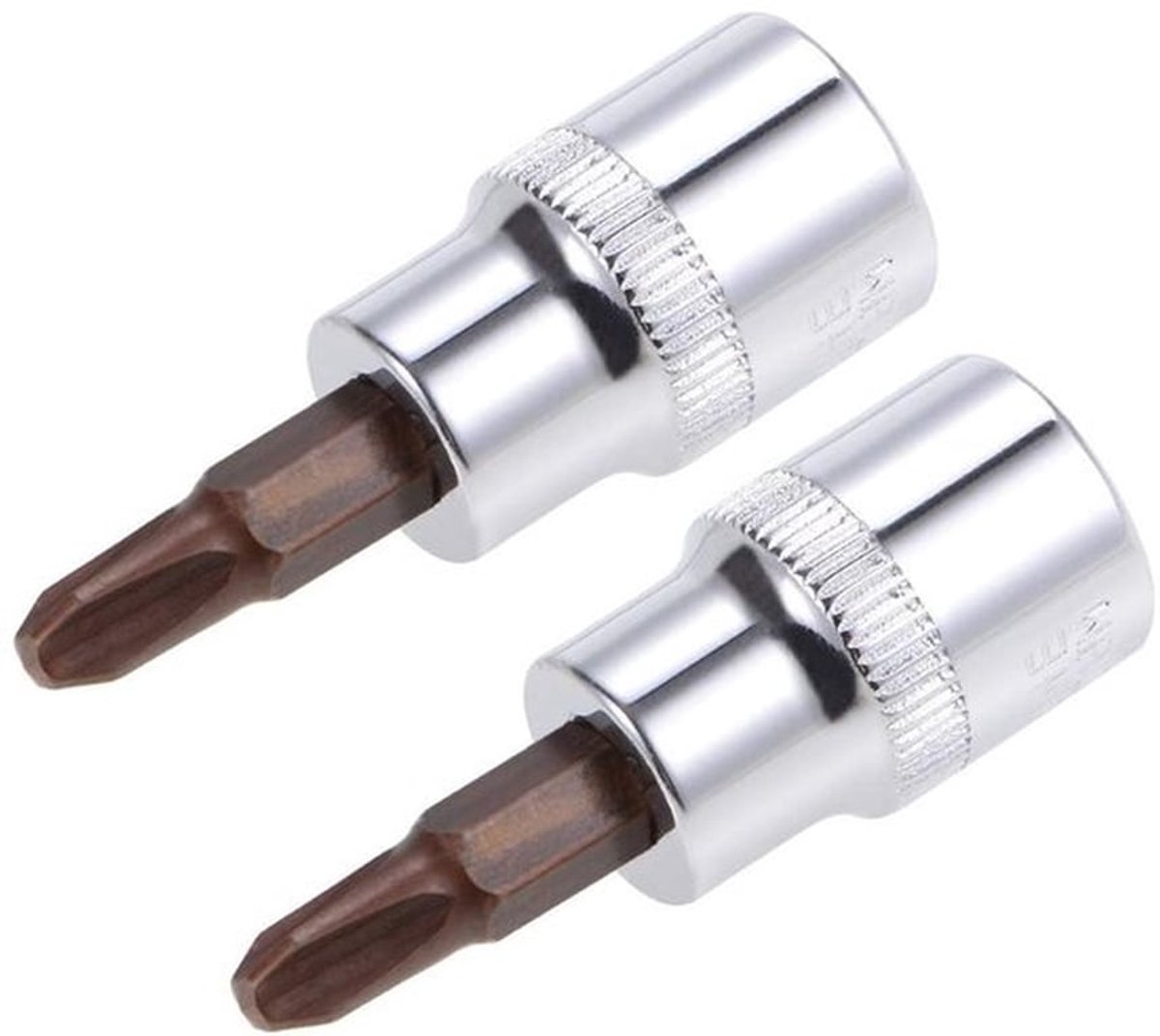 2 stuks Phillips Bit Socket, 3/8 Inch Aandrijving x PH3 Sleutel Socket, Premium S2 Stalen Bits, 48mm Lengte Bit met Hex Shank, Adapter voor Auto, Vrachtwagen Reparatie (Handgebruik Alleen)