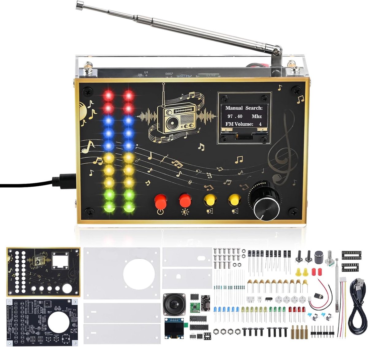 FM-radio bouwset - elektronische soldeerset - frequentieweergave - leer zelfstandig solderen - ShopVlot